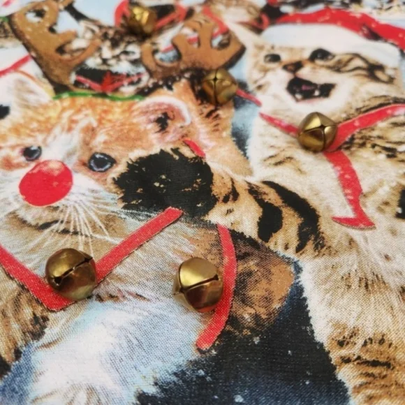 MAD Engine Festive Holiday  Jingle Bell Cat Red Christmas Sweater – Size S (NWT) - Picture 11 of 14